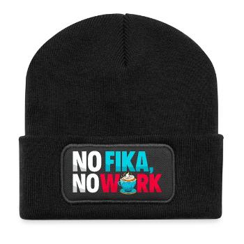 No Fika No Work - Swedish Coffee Break Typography - Recycled Patch Beanie - black - Front