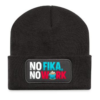 No Fika No Work - Swedish Coffee Break Typography - Recycled Patch Beanie - dark grey - Front