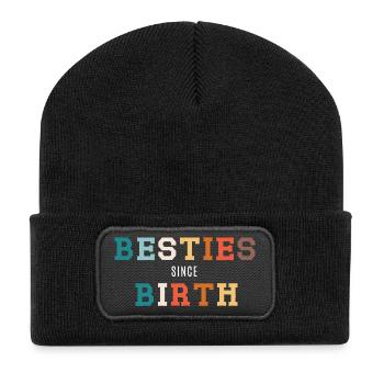 Besties seit Geburt - Recycelte Patch Beanie - Schwarz - Vorne