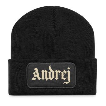 Lettrage d’Andrej Gothischer - Beanie recyclé à patch - noir - Devant