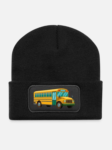 Schulbus - Recycelte Patch Beanie - Schwarz