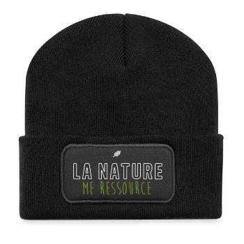 La Nature Me Ressource - Design Nature Minimaliste - Beanie recyclé à patch - noir - Devant