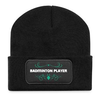 Badminton Player Ornament Design - Recycled Patch Beanie - black - Front