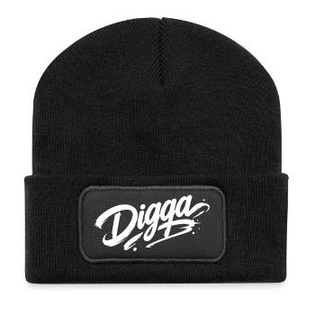Digga | Cooler Graffiti Spruch | Jugendwort - Recycelte Patch Beanie - Schwarz - Vorne