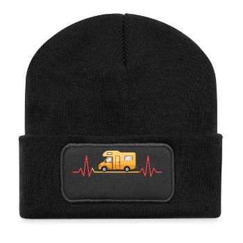Camping love with the heartbeat and motorhome - Recycled Patch Beanie - black - Front
