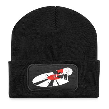 Vinyle - Beanie recyclé à patch - noir - Devant