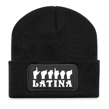 Latina Pride Hand Sign Artwork - Recycled Patch Beanie - black - Front