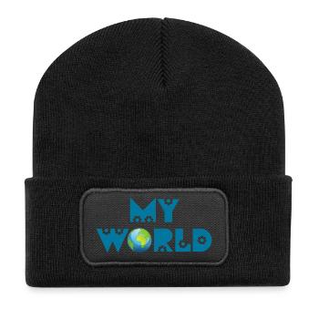 Meine Welt - Recycelte Patch Beanie - Schwarz - Vorne