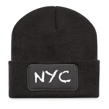 New York City, NYC - Beanie recyclé à patch - charbon - Devant
