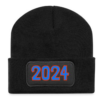 2024.BONNE ANNEE. SAINT SYLVESTRE. NOUVELLE ANNÉE. - Beanie recyclé à patch - noir - Devant