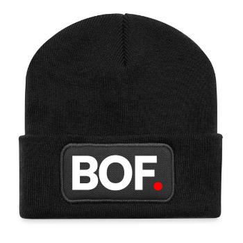 FRO | Minimalistischer humoristischer Ausdruck - Recycelte Patch Beanie - Schwarz - Vorne