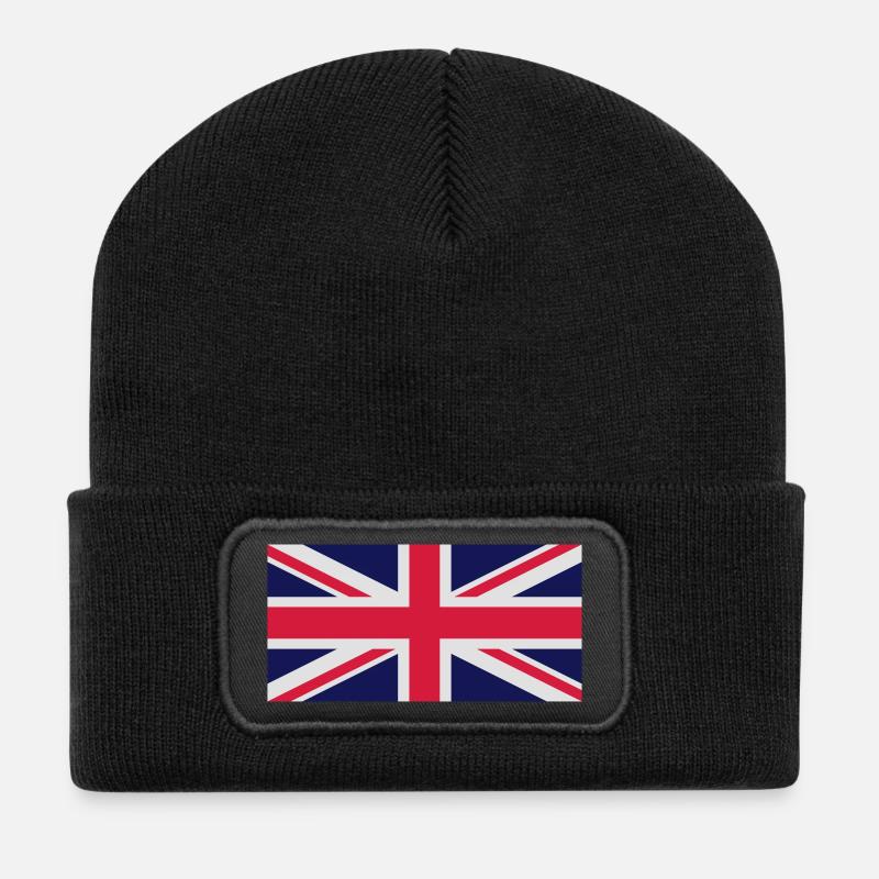 UNION JACK 2 - Recycelte Patch Beanie - Schwarz