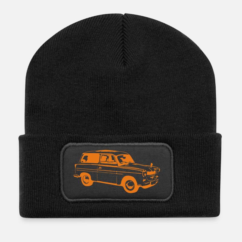  600 500 Kombi Trabi - Recycelte Patch Beanie - Schwarz