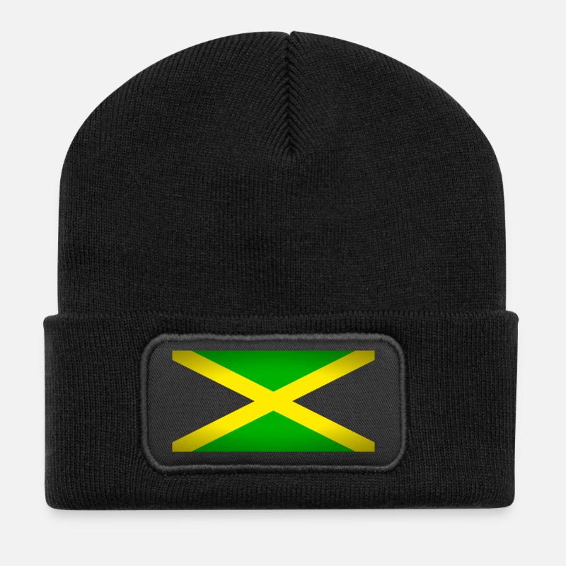 Jamaica (auf schwarz) - Recycelte Patch Beanie - Schwarz