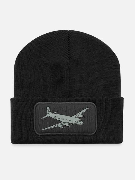 Flugzeug Rosinenbomber 2 - Recycelte Patch Beanie - Schwarz
