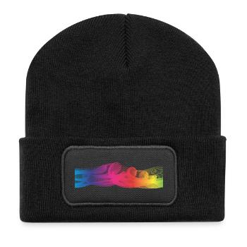 Bunte Farben - Recycelte Patch Beanie - Schwarz - Vorne