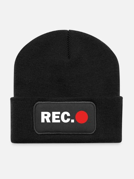 Cameraman Cap - Recycled Patch Beanie - black