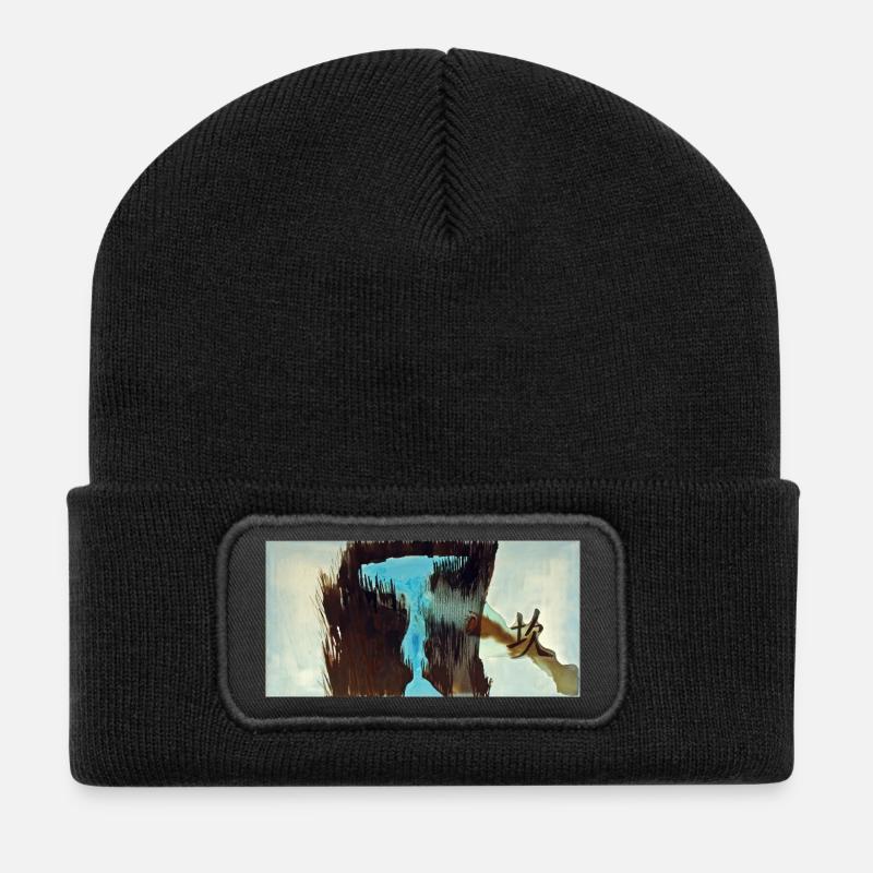 I Ging (Kun - Die Bedrängnis) - Recycelte Patch Beanie - Schwarz