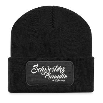Schwester und freundin h - Recycelte Patch Beanie - Schwarz - Vorne