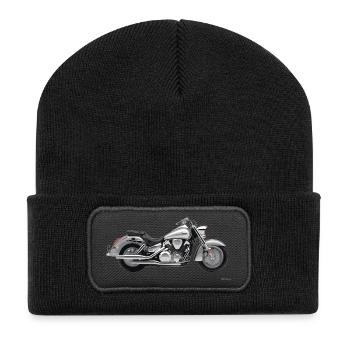 Motorrad - Recycelte Patch Beanie - Schwarz - Vorne
