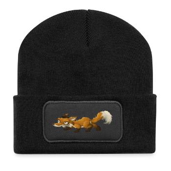 Fuchs - Recycelte Patch Beanie - Schwarz - Vorne