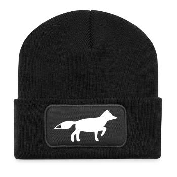 Ein Fuchs oder Füchsin - Recycelte Patch Beanie - Schwarz - Vorne
