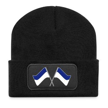 Fahne blau-weiss | Flagge | Fußball | Stadion - Recycelte Patch Beanie - Schwarz - Vorne