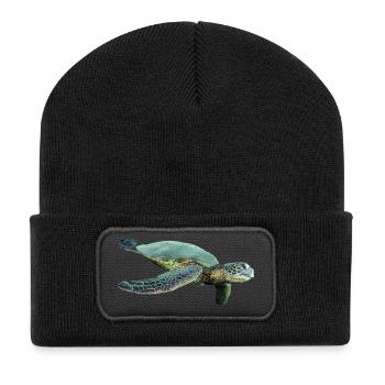 turtle schildkroete tiere animals6 - Recycelte Patch Beanie - Schwarz - Vorne