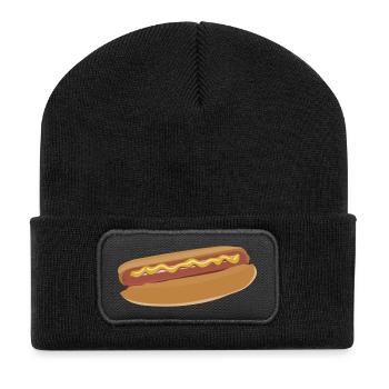 hotdog hot dog sausages fast food fastfood4 - Recycled Patch Beanie - black - Front