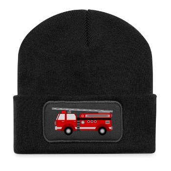 feuerwehr feuerwehrmann firefighter firetruck fire - Recycelte Patch Beanie - Schwarz - Vorne