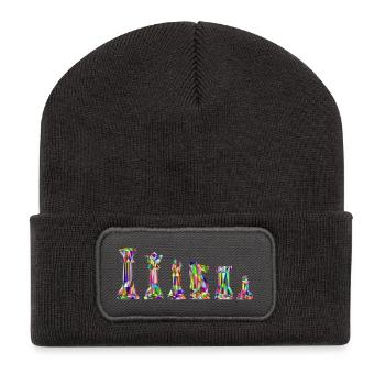 Schach - Recycelte Patch Beanie - Dunkelgrau - Vorne