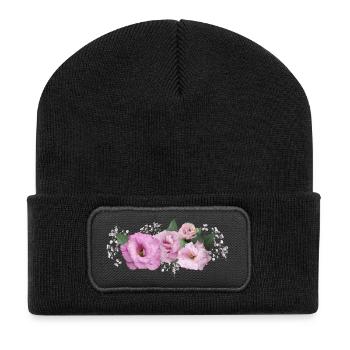 Flowers Pink - Recycled Patch Beanie - black - Front
