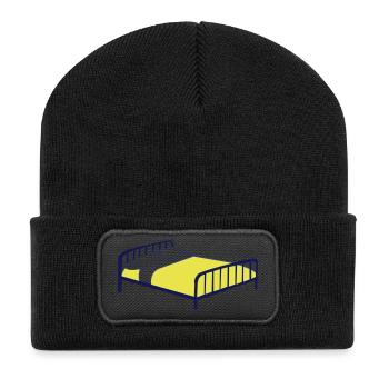 Lit chambre lit idée de cadeau dormir - Beanie recyclé à patch - noir - Devant