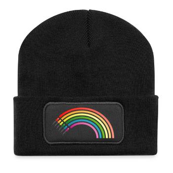 Regenbogen LED Shirt Geschenkidee Sonderangebot - Recycelte Patch Beanie - Schwarz - Vorne