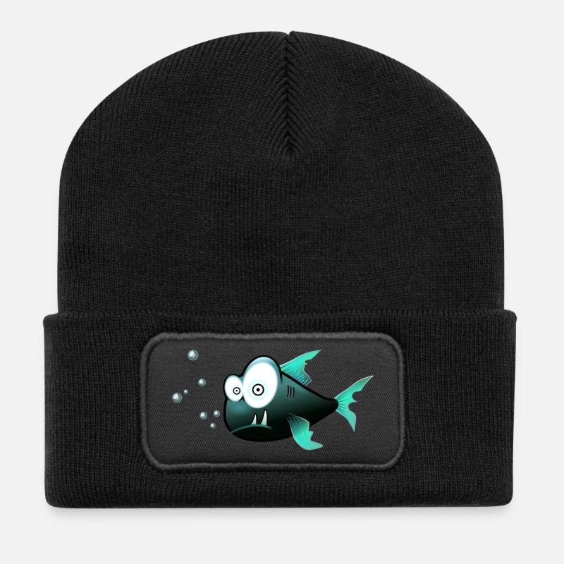 Confused fish - Recycled Patch Beanie - black