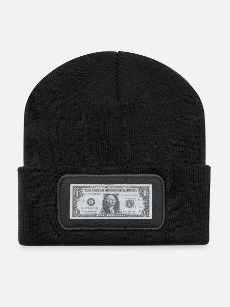 Dollarschein - Dollar für geldgeile Kapitalisten - Recycelte Patch Beanie - Schwarz
