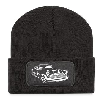Lowrider / Oldtimer / Muscle Car 03_weiß - Recycelte Patch Beanie - Dunkelgrau - Vorne