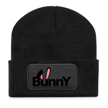 Bunny Hasenohren Löffel Kaninchen Osterhase - Recycelte Patch Beanie - Schwarz - Vorne
