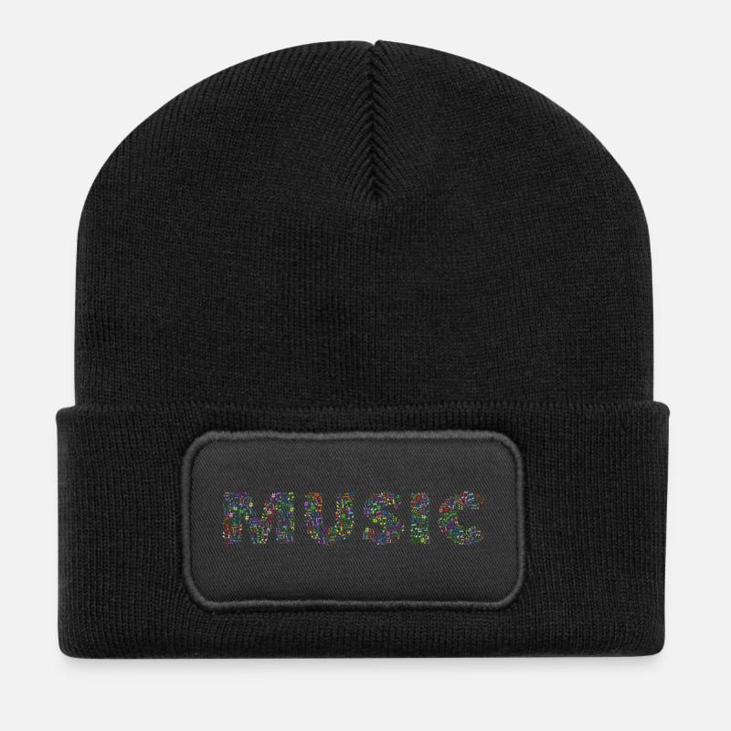 Musik - Recycelte Patch Beanie - Schwarz