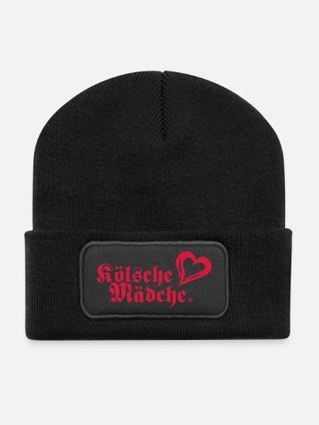 Kölsche Mädche heart - Recycled Patch Beanie - black