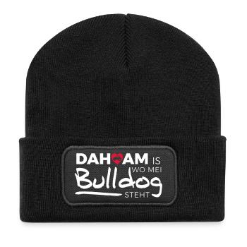 Dahoam is wo mei Bulldog steht - Recycelte Patch Beanie - Schwarz - Vorne