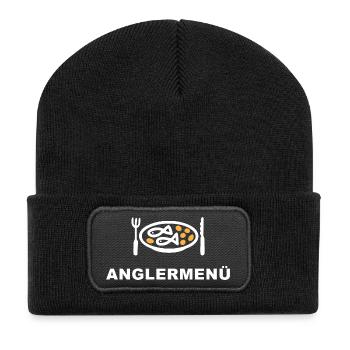 Fisch Kartoffeln - Angler Anglermenü - Recycelte Patch Beanie - Schwarz - Vorne