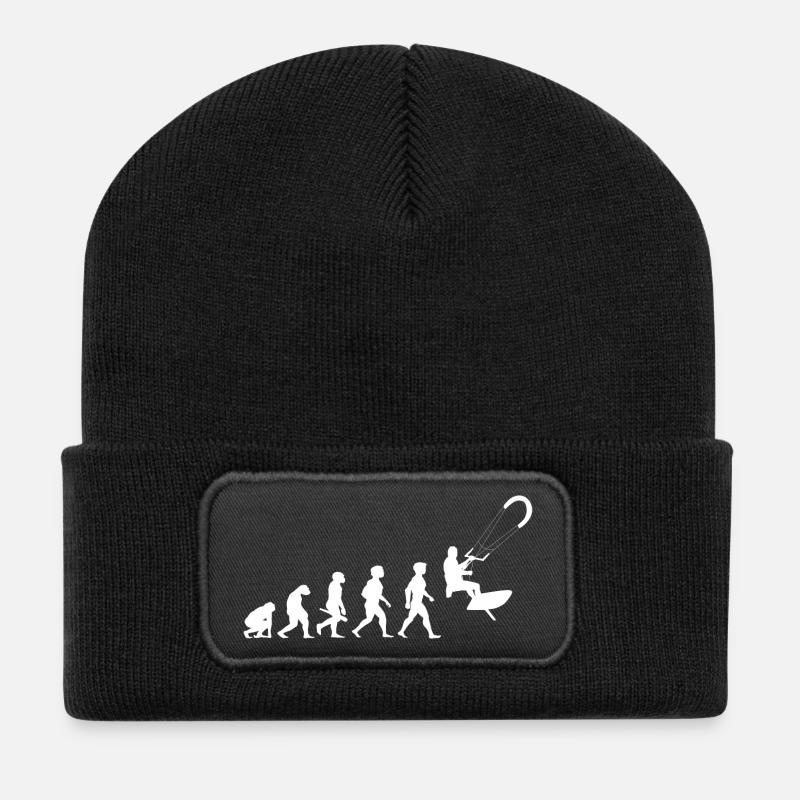 Evolution Kitesurfen Kiteboarden Lenkdrachensegeln - Recycelte Patch Beanie - Schwarz