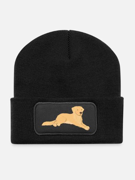 Golden Retriever - Recycelte Patch Beanie - Schwarz