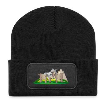 Bergziegen - Recycelte Patch Beanie - Schwarz - Vorne