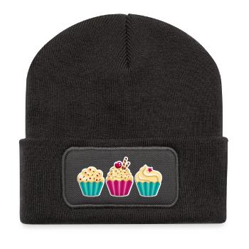 Cupcake - Muffin - Donut - Ice cream - chocolate - - Recycled Patch Beanie - dark grey - Front