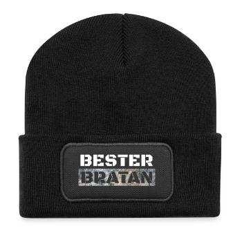 Bester Bratan Bruder Kumpel Digga - Recycelte Patch Beanie - Schwarz - Vorne