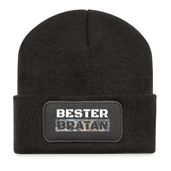 Bester Bratan Bruder Kumpel Digga - Recycelte Patch Beanie - Dunkelgrau - Vorne