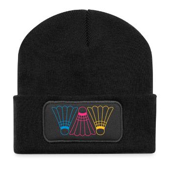 3 Badmintons - Recycelte Patch Beanie - Schwarz - Vorne