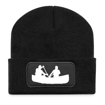 Canoë à rames - Design - Beanie recyclé à patch - noir - Devant